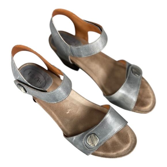 Taos Women’s Carousel 2 Wedge Graphite Grey Leather Sandals Size-11 - Picture 8 of 9